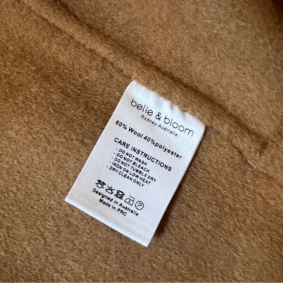 Belle & Bloom Ex-Boyfriend Wool Blend Oversized Jacket Camel Large brown coat - Picture 11 of 11